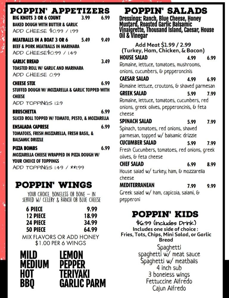 POPPIN Pizza and Fireworks Menu image 3